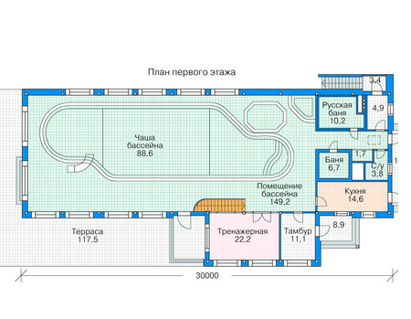 Планировка первого этажа :: Проект каркасного дома 70-18