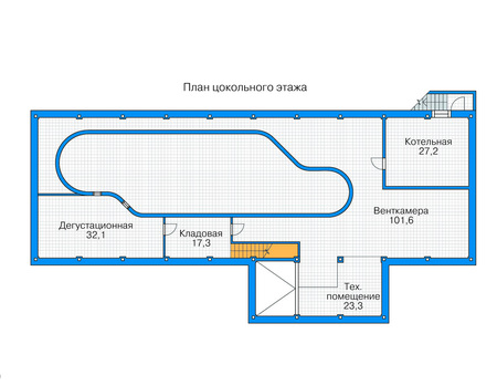 Планировка цокольного этажа :: Проект каркасного дома 70-18