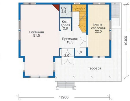 Планировка первого этажа :: Проект каркасного дома 70-20