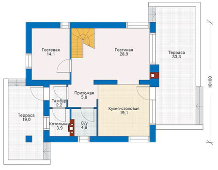 Планировка первого этажа :: Проект дома из кирпича 70-47