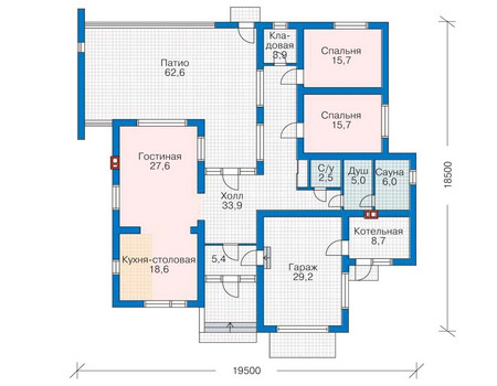 Планировка первого этажа :: Проект дома из кирпича 70-95