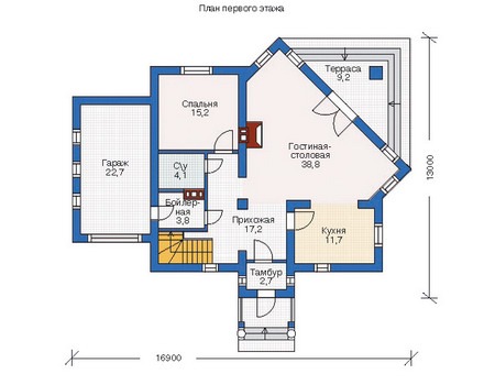 Планировка первого этажа :: Проект дома из кирпича 71-05