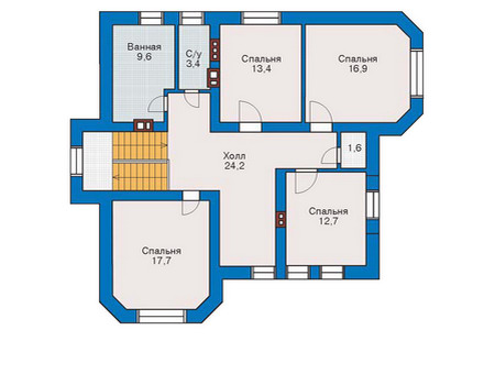 Планировка второго этажа :: Проект дома из кирпича 71-12