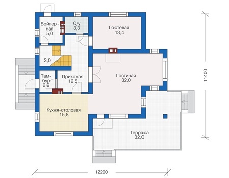 Планировка первого этажа :: Проект дома из кирпича 71-20