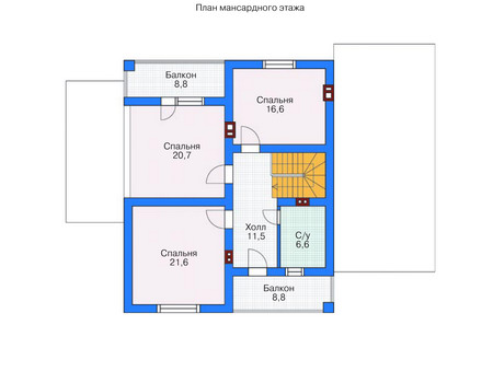 Планировка мансардного этажа :: Проект дома из кирпича 71-32