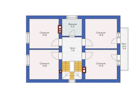 Планировка мансардного этажа :: Проект дома из кирпича 71-59