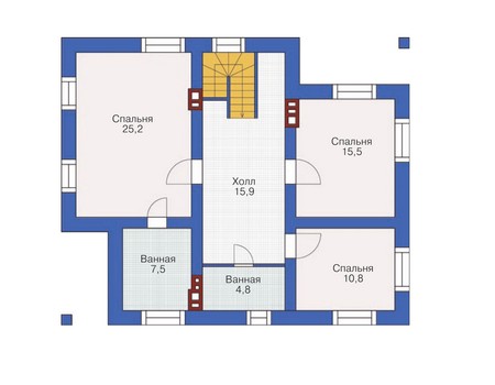 Планировка мансардного этажа :: Проект дома из кирпича 71-62