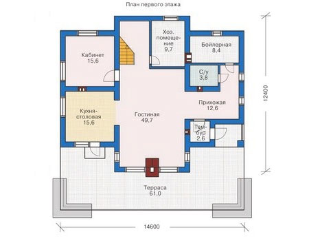 Планировка первого этажа :: Проект дома из кирпича 71-85