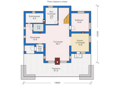 Планировка первого этажа :: Проект дома из кирпича 71-85