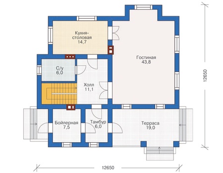 Планировка первого этажа :: Проект дома из кирпича 71-95