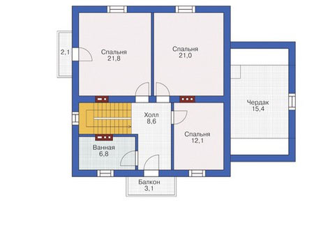 Планировка мансардного этажа :: Проект дома из кирпича 72-15