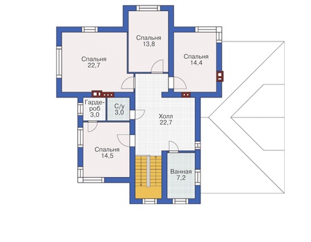 Планировка второго этажа :: Проект дома из кирпича 72-35