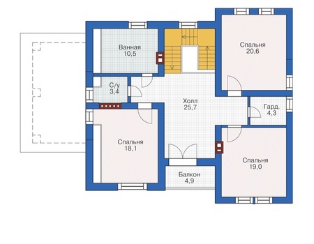 Планировка мансардного этажа :: Проект дома из кирпича 72-64