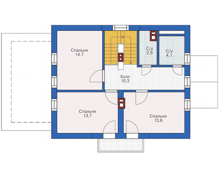 Планировка мансардного этажа :: Проект дома из кирпича 72-89