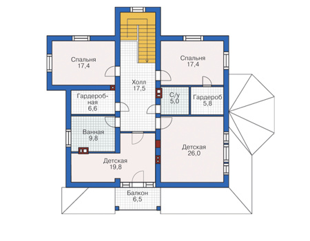 Планировка мансардного этажа :: Проект дома из кирпича 72-93
