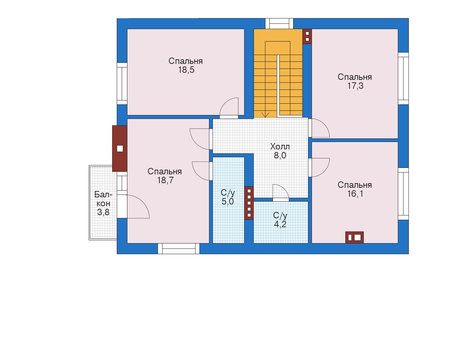 Планировка мансардного этажа :: Проект дома из кирпича 73-12