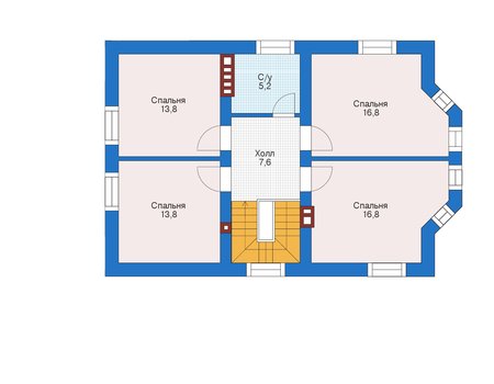 Планировка мансардного этажа :: Проект дома из кирпича 73-19