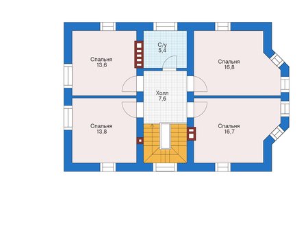 Планировка мансардного этажа :: Проект дома из кирпича 73-20