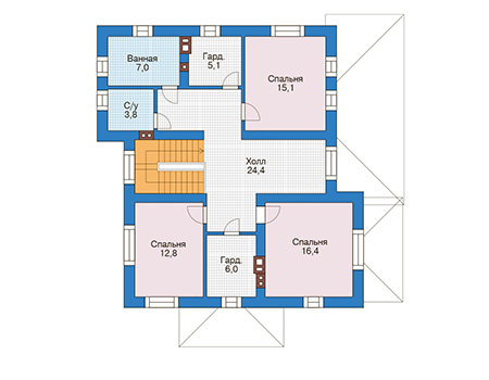 Планировка второго этажа :: Проект дома из кирпича 73-62
