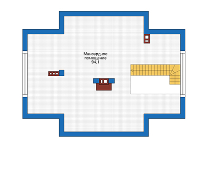 Планировка мансардного этажа :: Проект дома из кирпича 73-71