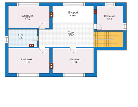 Планировка второго этажа :: Проект дома из кирпича 73-84