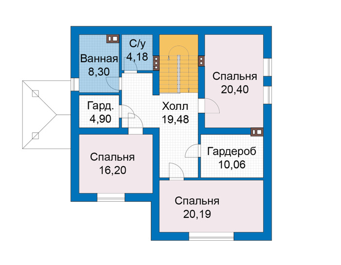 Планировка второго этажа :: Проект дома из кирпича 74-75