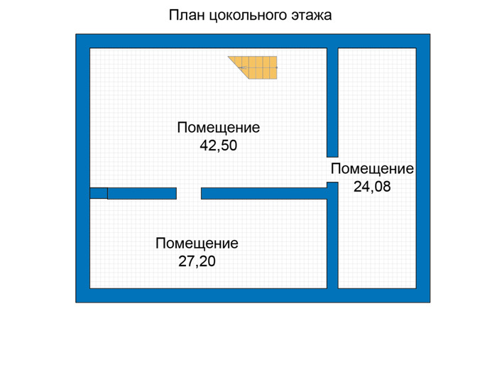 Планировка цокольного этажа :: Проект дома из кирпича 74-87