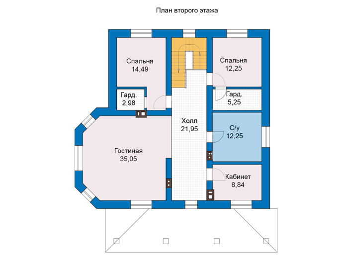 Планировка второго этажа :: Проект дома из кирпича 75-01