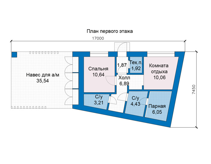 Планировка первого этажа :: Проект дома из кирпича 75-06