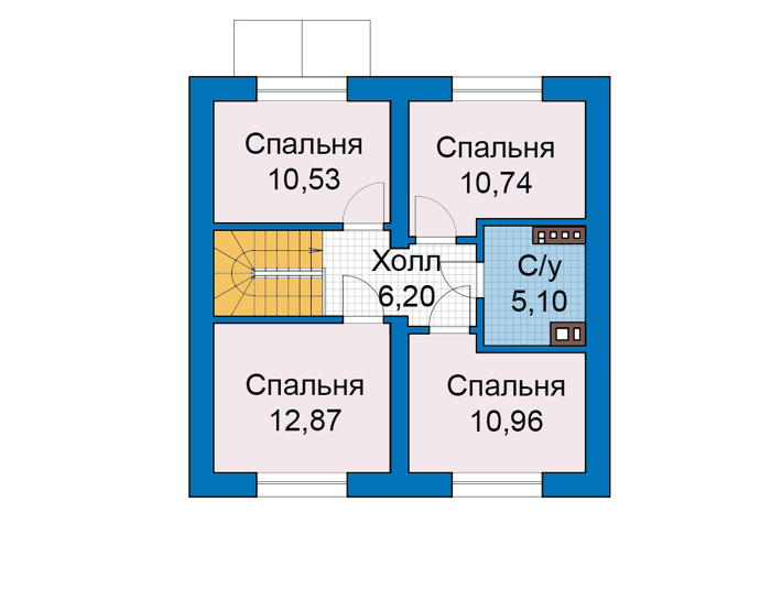 Планировка мансардного этажа :: Проект дома из кирпича 75-24