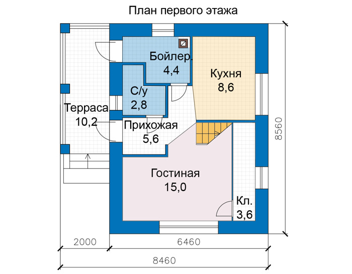 Планировка первого этажа :: Проект дома из кирпича 75-50