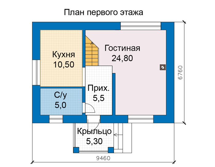 Планировка первого этажа :: Проект дома из кирпича 75-52