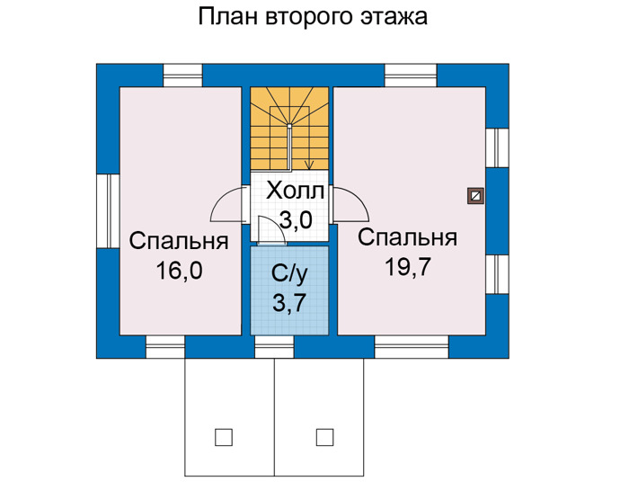 Планировка второго этажа :: Проект дома из кирпича 75-52