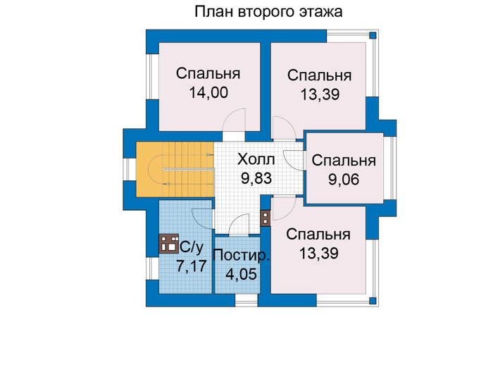 Планировка второго этажа :: Проект дома из кирпича 75-57