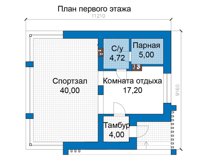 Планировка первого этажа :: Проект дома из кирпича 75-61