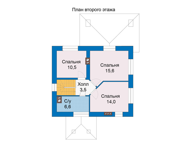 Планировка второго этажа :: Проект дома из кирпича 75-70