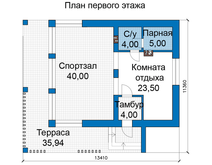 Планировка первого этажа :: Проект дома из кирпича 75-79