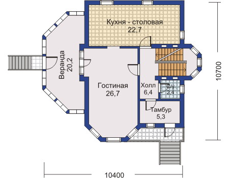 Планировка первого этажа :: Проект дома из газобетона 80-03