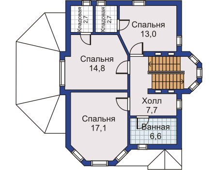 Планировка второго этажа :: Проект дома из газобетона 80-03