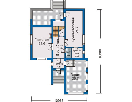 Планировка первого этажа :: Проект дома из газобетона 80-04