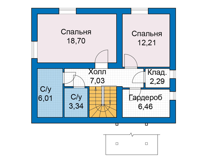 Планировка мансардного этажа :: Проект дома из газобетона 80-77