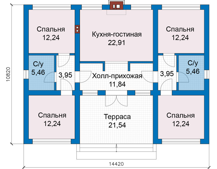 Планировка первого этажа :: Проект дома из газобетона 81-09