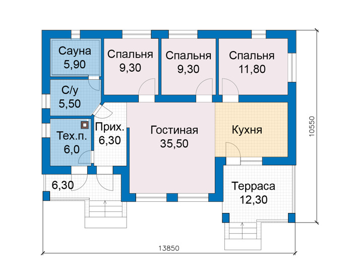 Планировка первого этажа :: Проект дома из газобетона 81-14