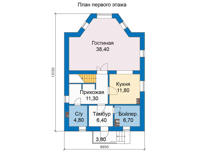 Планировка первого этажа :: Проект дома из газобетона 81-15