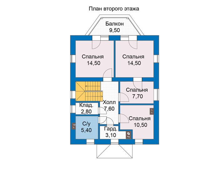 Планировка второго этажа :: Проект дома из газобетона 81-15