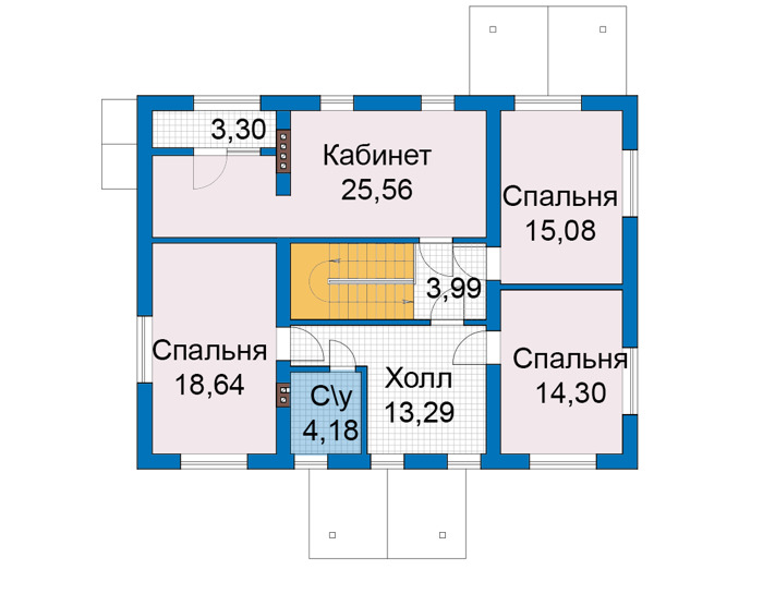 Планировка второго этажа :: Проект дома из газобетона 81-24