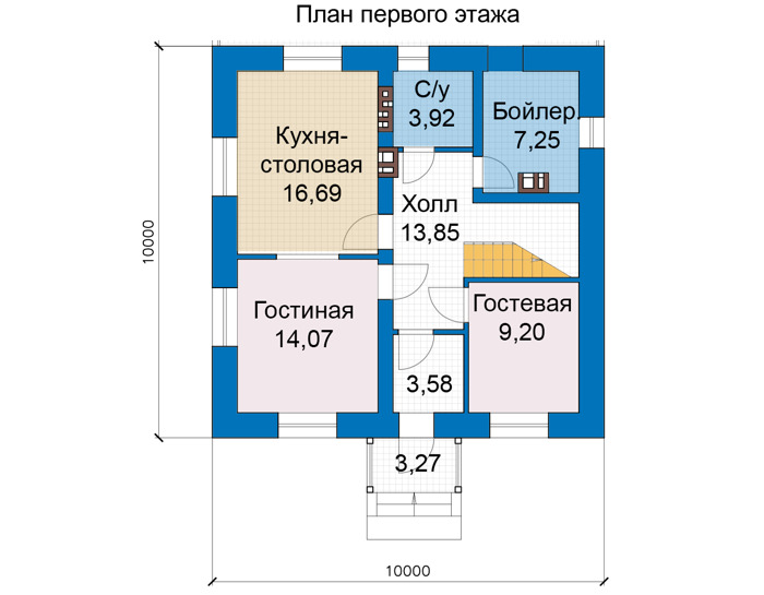 Планировка первого этажа :: Проект дома из газобетона 81-47