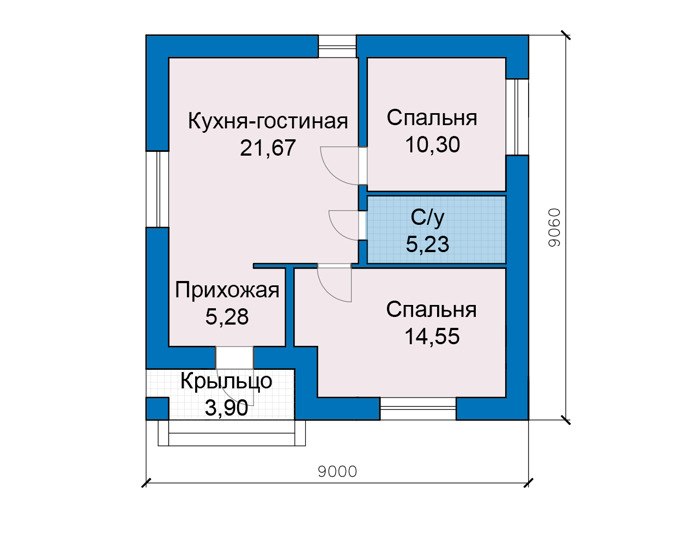 Планировка первого этажа :: Проект дома из газобетона 81-77