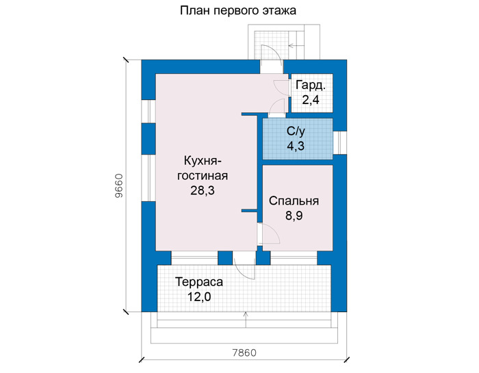 Планировка первого этажа :: Проект дома из газобетона 81-78