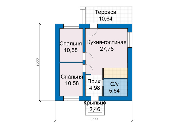 Планировка первого этажа :: Проект дома из газобетона 81-80